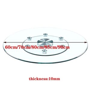 Tempered Glass Lazy Susan Turntable For Dining Table, Round Table Top Rotating Tray, Transparent Rotating Round Turntable 80 CM, Aluminum Alloy Bearing, Silent/Smooth/Not Easy To Dump Aluminium Alloy