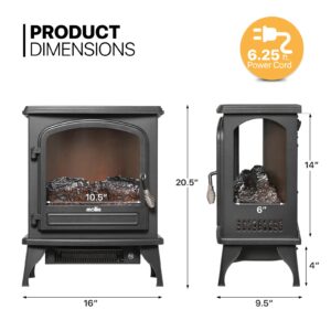 mollie 21-Inch Electric Fireplace Stove 1500W Portable Indoor Freestanding Fireplace Heater with Flame Effect and Adjustable Temperature, Overheating Protection (Black)