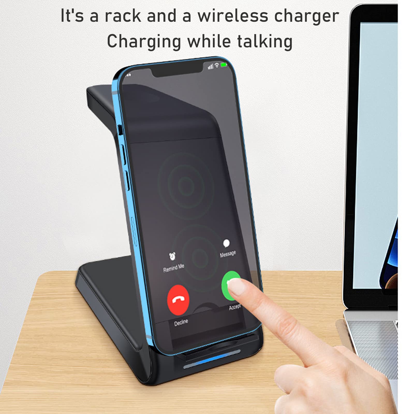 Wireless Charging Station, Wireless Phone Charger 3 in 1 Charging Station for Multiple Devices, Phone Charging Stand 15W Wireless Charger Stand for iOS/Android Smartphone