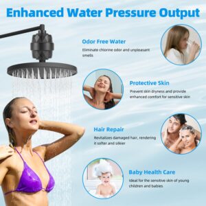 Hibbent All Metal Shower Head with Shower Filter, 10'' High Pressure Rain Shower Head, Showerhead Combo/Handheld Shower Wand, 12'' Adjustable Curved Shower Extension Arm, 71'' Hose, Oil-Rubbed Bronze