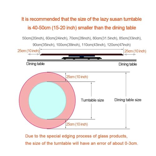 Tempered Glass Round Serving Plate, Large Lazy Susan Turntable Tabletop Rotating Tray, 360° Rotating Serving Plate, for Kitchen Swivel Large Tabletop ( Color : Clear , Size : 80cm (31.5inch) )