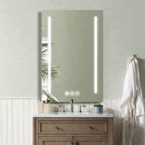 liviza 20 in. w x 30 in. h led bathroom vanity mirror, wall mounted bathroom mirror with lights, defogging, color temperature and brightness setting memory function, horizontal vertical installed