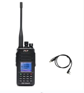 tyt md-uv390 plus 10 watts high power with aes256 encryption dmr uhf vhf ip67 waterproof walkie talkie with programming cable