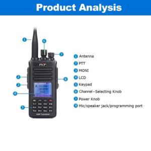 TYT MD-UV390 Plus 10 Watts High Power with AES256 Encryption DMR UHF VHF IP67 Waterproof Walkie Talkie with Programming Cable