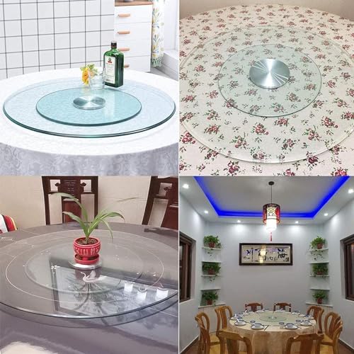 Clear Round Tempered Glass Table Top, 360° Stable Rotating Serving Plate for Dinner Table, Dining Table Lazy Susan Turntable, for Hotel Tabletop Service Plate ( Color : Clear , Size : 50cm (20inch) )