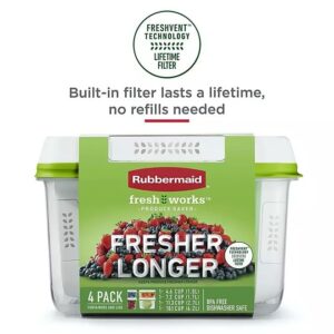 Rubbermaid FreshWorks Produce Saver, Medium and Large Storage Containers, With Lids, 8-Piece Set