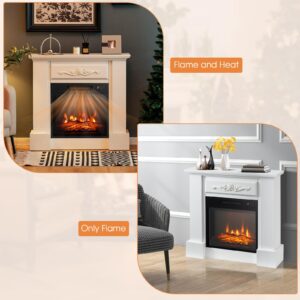 S AFSTAR Electric Fireplace with Mantel, 1400W 32 Inch Fireplace Heater with Remote Control, 6H Timer, Adjustable 3D Flame Effect, Thermostat, Electric Fireplace Heater for Living Room (White)