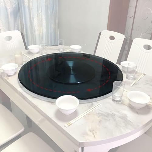 Glass Turntable Lazy Susan Rotating Tray, Round Rotating Serving Plate with Silent Bearing, 360° Stable Rotating Serving Plate, for Dining Table Centerpiece ( Color : Gris , Size : 120cm (47inch) )