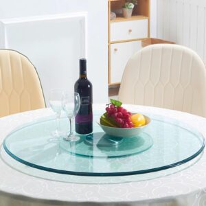 Large Lazy Susan for Dining Table Kitchen Glass Turntable, with Swivel Assist System Table Centerpiece Large Tabletop Rotating Tray Clear Serving Plate Round