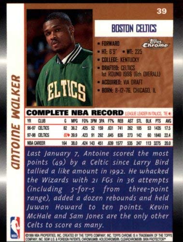 1998-99 Topps Chrome #39 Antoine Walker NBA Basketball Trading Card