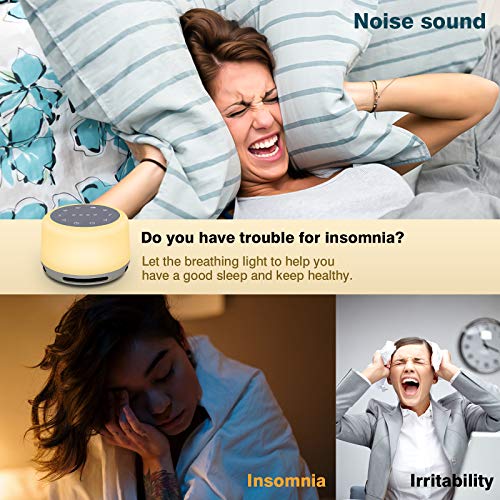 Sleep Sound Machine 24 Natural Soothing Sounds 7 Color Breathing Lights and Night Light with Timer Memory Feature Rechargeable Portable White Noise Machine for Baby Kids Adults