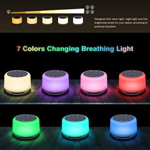 Sleep Sound Machine 24 Natural Soothing Sounds 7 Color Breathing Lights and Night Light with Timer Memory Feature Rechargeable Portable White Noise Machine for Baby Kids Adults