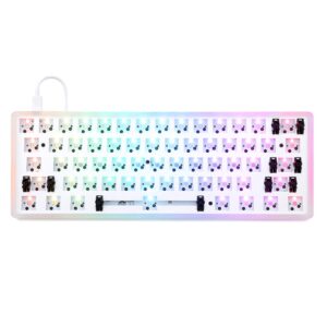 drop carina mechanical keyboard kit — 60% form factor, hotswap kaihua sockets, programmable qmk, backlit rgb leds, usb-c, with frosted acrylic case (keyboard kit)