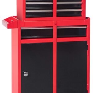 Torin ATBT1204B-RB Rolling Garage Workshop Organizer: Detachable 4 Drawer Tool Chest with Large Storage Cabinet and Adjustable Shelf, 11" 20.3" 40.4", Black/Red