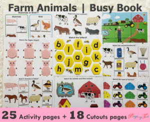 farm animals busy book, learning resources for toddlers