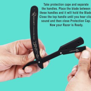 Ruvanti Straight Edge Razor for Professional Barbers, Best for Salon and Home Use - for Men's Shave (Black)