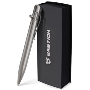 bastion® luxury bolt action pen, durable professional ballpoint pen with fine tip, edc pen ink refillable pen - 100% titanium