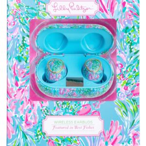 Lilly Pulitzer Bluetooth Earbuds with Protective Charging Case, Wireless Headphones (Best Fishes)
