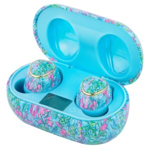 Lilly Pulitzer Bluetooth Earbuds with Protective Charging Case, Wireless Headphones (Best Fishes)