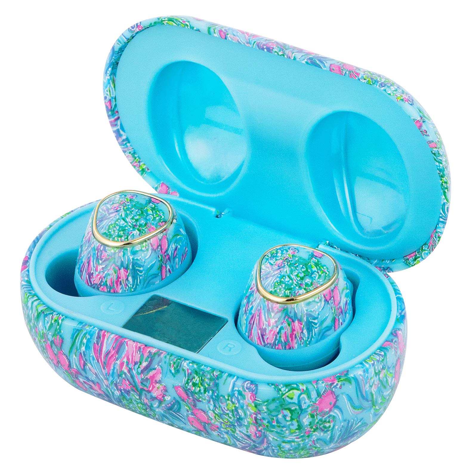 Lilly Pulitzer Bluetooth Earbuds with Protective Charging Case, Wireless Headphones (Best Fishes)