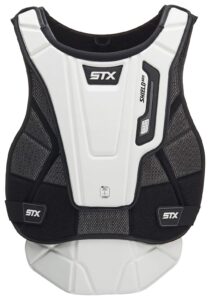 stx mens lacrosse shield 600 goalie chest protector , white/black, extra large