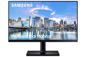 samsung 24-inch 16:9 ips panel 75hz fhd desktop monitor 5ms 250 nits pivot rotation height tilt swivel adjustable wall mountable amd freesync flicker free, f24t452fqn black (renewed)