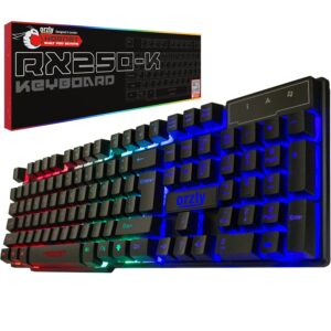 orzly gaming keyboard rgb usb wired rainbow keyboards designed for pc gamers, ps4, ps5, laptop, xbox, nintendo switch, rx-250 hornet edition (black) brand