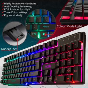 Orzly Gaming Keyboard RGB USB Wired Rainbow Keyboards Designed for PC Gamers, PS4, PS5, Laptop, Xbox, Nintendo Switch, RX-250 Hornet Edition (Black) Brand