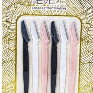 REVELÉ 6 Pack Eyebrow Razor Trimmer [Extra Precision] Disposable Facial Hair Remover, Derma-planing Shaving Tool - Facial Shave for Men & Women