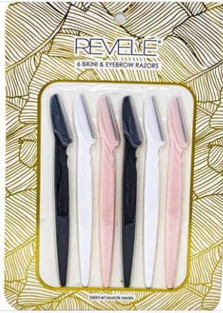 REVELÉ 6 Pack Eyebrow Razor Trimmer [Extra Precision] Disposable Facial Hair Remover, Derma-planing Shaving Tool - Facial Shave for Men & Women