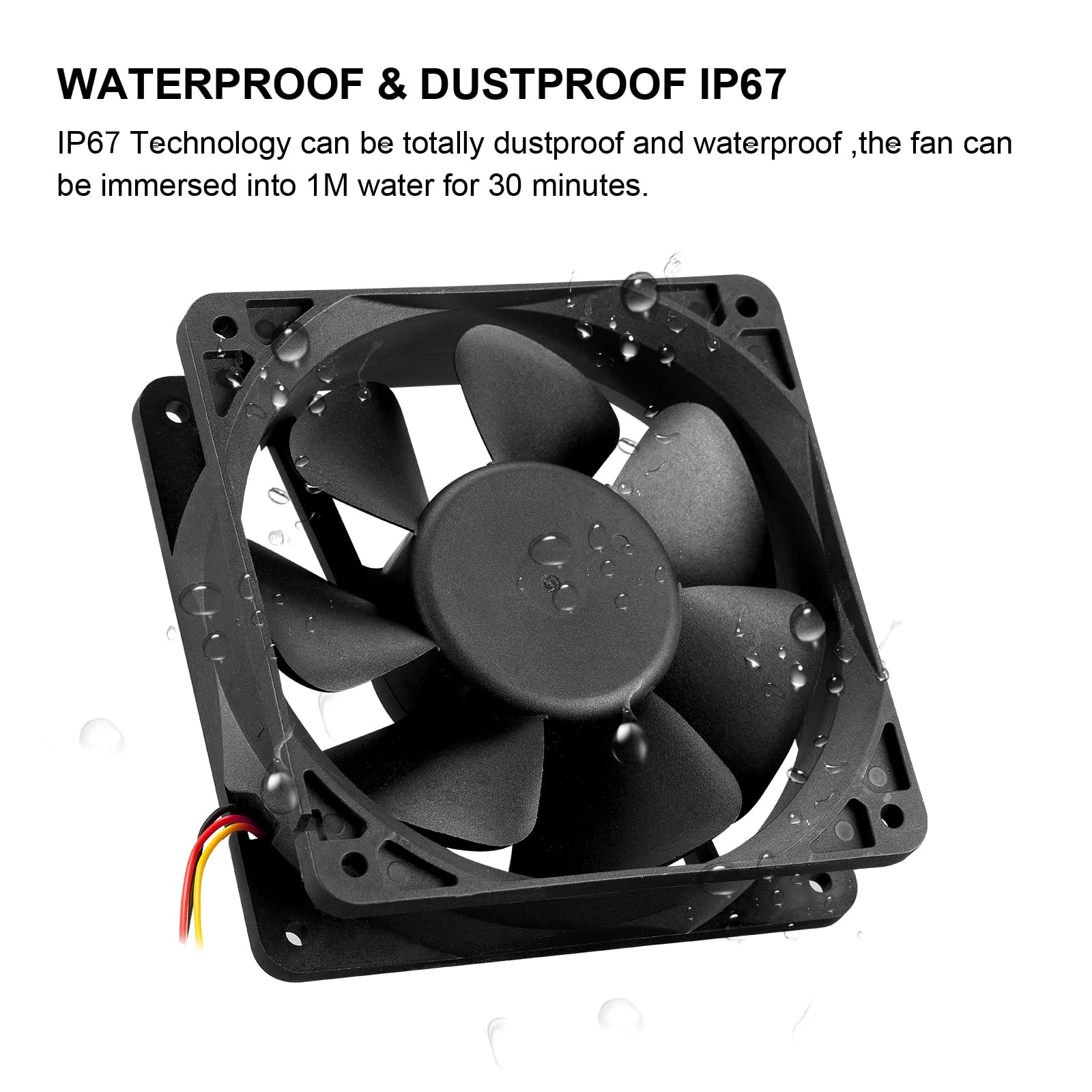 120mm 12V IP67 Waterproof Fan High Speed 12V DC 120mm 12038 3Pin Ventilation Cooling Fan 3500RPM