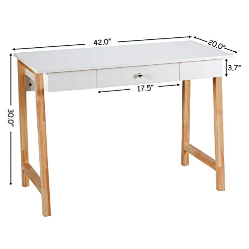 Home Office Bedroom Game Room Furniture Decor Laptop PC Study Computer Table Writing Desk Vanity Makeup Multi-Purpose White Desktop Large Countertop Storage Space Modern Elegant Design