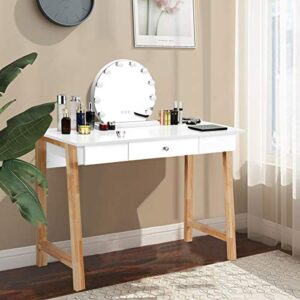 Home Office Bedroom Game Room Furniture Decor Laptop PC Study Computer Table Writing Desk Vanity Makeup Multi-Purpose White Desktop Large Countertop Storage Space Modern Elegant Design