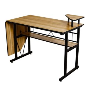 AODAILIHB L-Shaped Desk Corner Computer Desk Writing Desk Drawing Table Home Office Workstation Top Wood Surface Gaming Desk with Shelves (Wood)