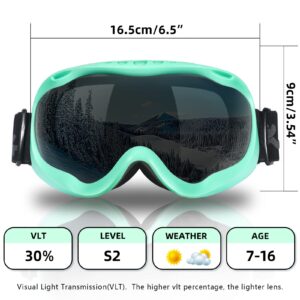 Keary Youth Women Ski Goggles Snowboard Goggles, Anti Fog Skiing Snow Goggles for Boy Girls Kids, UV Protection Snowboarding Goggles Over Glasses Helmet Compatible, Winter Sport Snowmobile Goggles OTG
