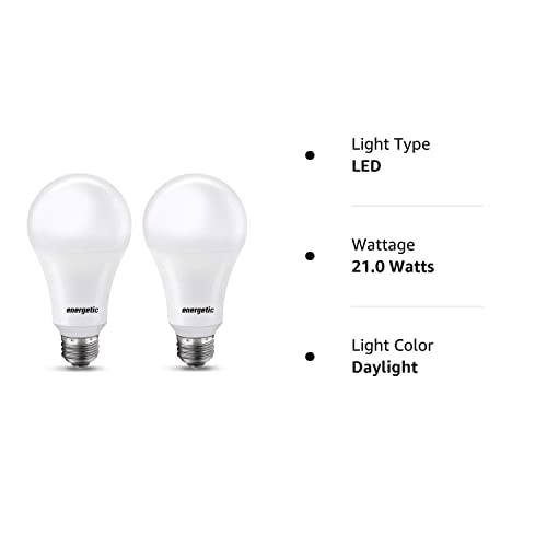 Super Bright Light Bulb 150 Watt Equivalent A21 LED Light Bulb, Daylight 5000K, E26 Base, 2600 High Lumens LED Bulb, Non-Dimmable, UL Listed, 2 Pack