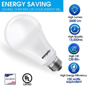 Super Bright Light Bulb 150 Watt Equivalent A21 LED Light Bulb, Daylight 5000K, E26 Base, 2600 High Lumens LED Bulb, Non-Dimmable, UL Listed, 2 Pack