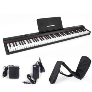 digital piano, 88 key full size velocity-sensitive semi-weighted keys portable electric piano with sustain pedal power supply for beginner/adults practice
