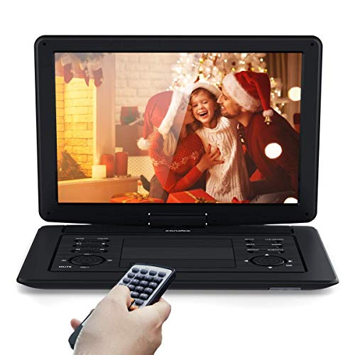 Sandoo Portable DVD Player, Portable DVD Player for Car with 4 Hours Rechargeable Battery, Large 15.6“ Screen DVD Player Sync TV Support USB/SD Card, Multiple Disc Formats, MP2207