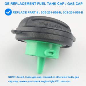 Gas Cap, Fuel Tank Cap Replace 3C8-201-550-E, 3C8201550E, 3C0-201-550-N, 3C0201550N Compatible with Volkswagen - 2006-2010 VW Passat, 2009-2017 VW CC, 2007-2016 VW Eos, 2009-2017 VW Tiguan, More