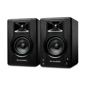 m-audio bx3 3.5" studio monitors, hd pc speakers for recording and multimedia with music production software, 120w, pair