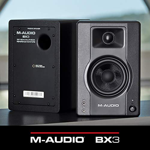 M-Audio BX3 3.5" Studio Monitors, HD PC Speakers for Recording and Multimedia with Music Production Software, 120W, Pair