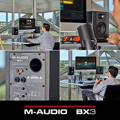 M-Audio BX3 3.5" Studio Monitors, HD PC Speakers for Recording and Multimedia with Music Production Software, 120W, Pair