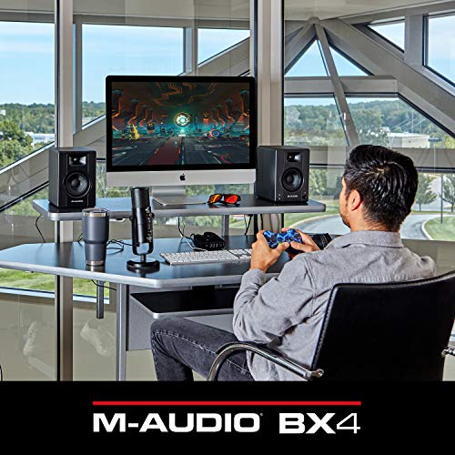 M-Audio BX4 4.5" Studio Monitors, HD PC Speakers for Recording and Multimedia with Music Production Software, 120W, Pair, Black