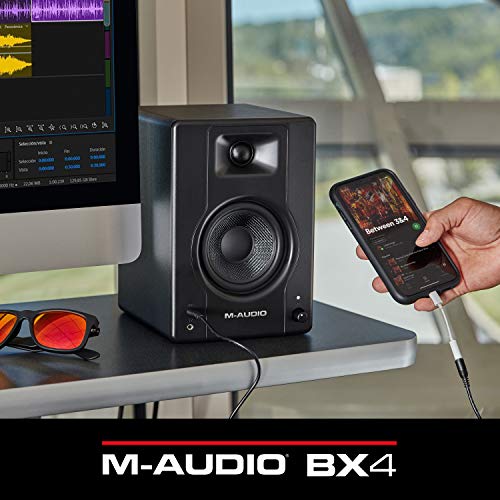 M-Audio BX4 4.5" Studio Monitors, HD PC Speakers for Recording and Multimedia with Music Production Software, 120W, Pair, Black