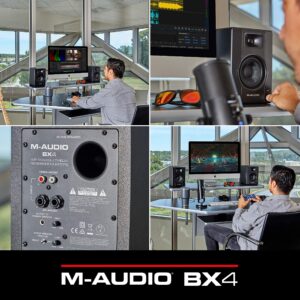 M-Audio BX4 4.5" Studio Monitors, HD PC Speakers for Recording and Multimedia with Music Production Software, 120W, Pair, Black