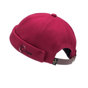 croogo unisex rolled cuff harbour hat casual lovers visor-less skullcap beanie hat brimless docker cap,wine red-og01