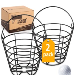 10L0L Golf Ball Baskets Metal Range 2 Pack, Golf Ball Bucket with Handle, Golfball Container, Holds 50 Balls x 2 (Golf Balls are Excluded)