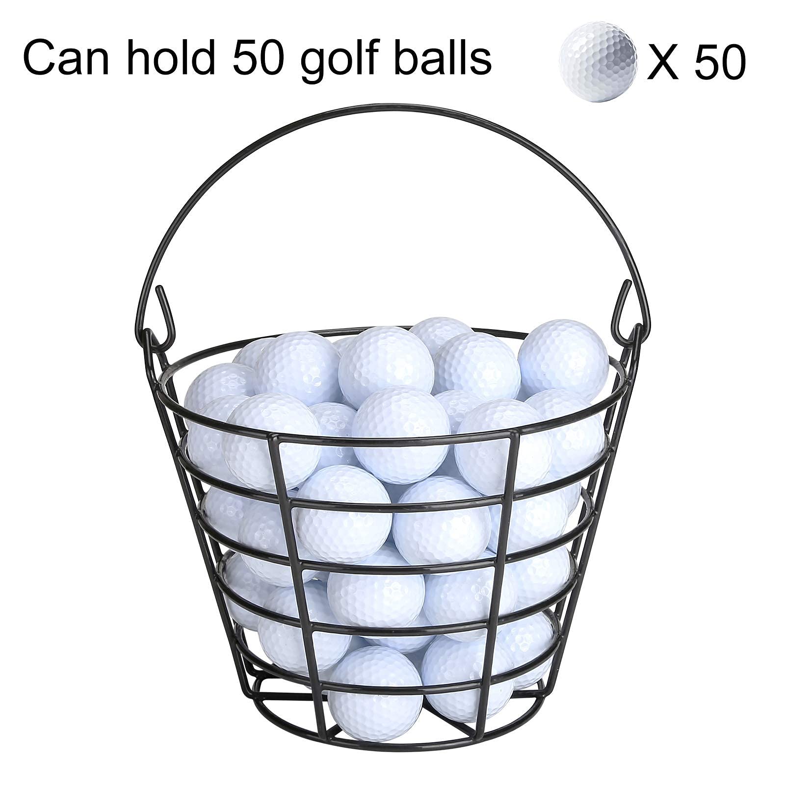 10L0L Golf Ball Baskets Metal Range 2 Pack, Golf Ball Bucket with Handle, Golfball Container, Holds 50 Balls x 2 (Golf Balls are Excluded)