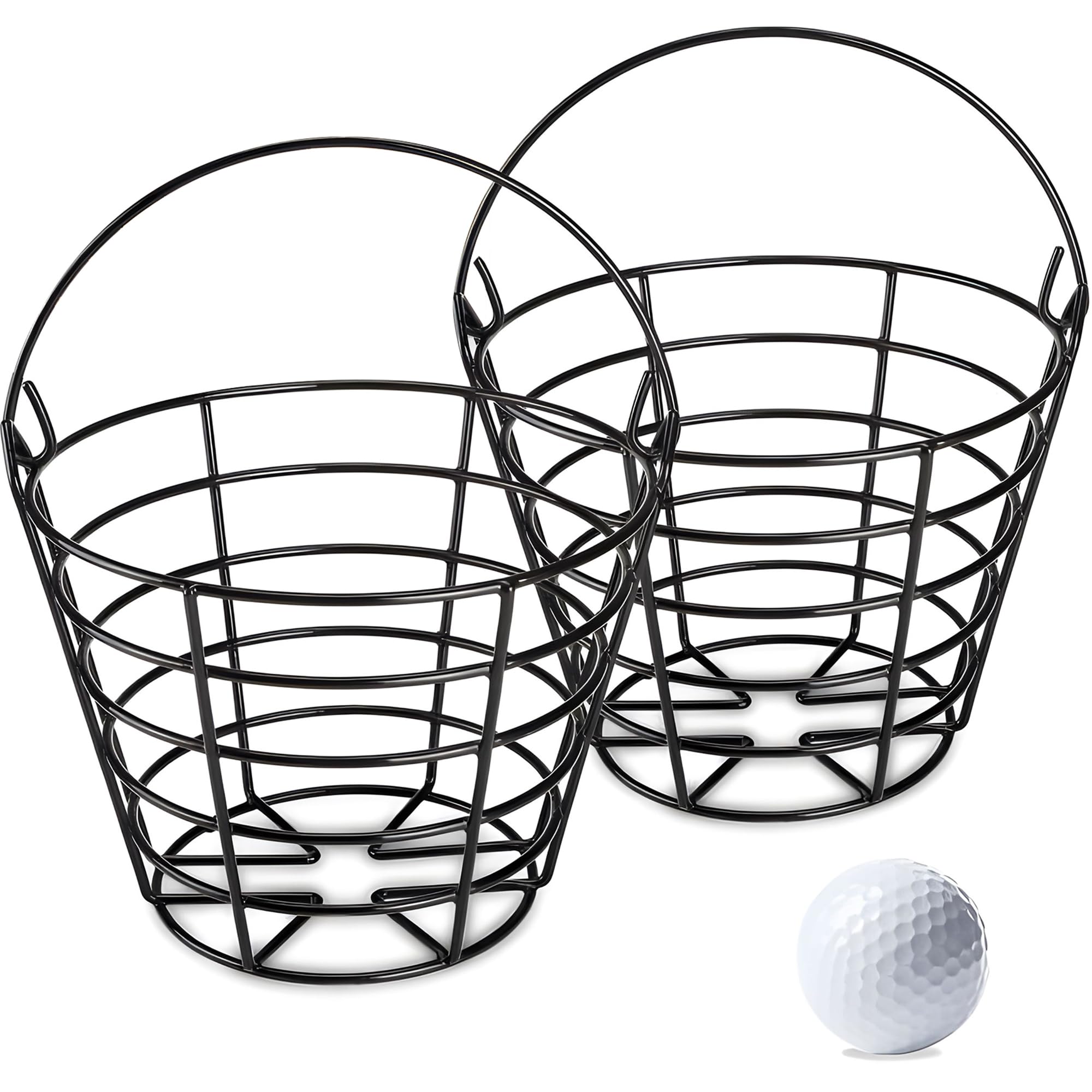 10L0L Golf Ball Baskets Metal Range 2 Pack, Golf Ball Bucket with Handle, Golfball Container, Holds 50 Balls x 2 (Golf Balls are Excluded)